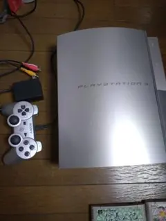 PlayStation 3 本体 シルバー コントローラー ケーブル付き