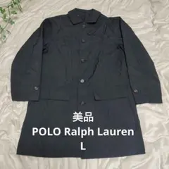 美品 ポロラルフローレン スプリングロングコート L ブラック黒のサムネイル