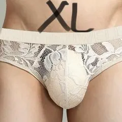 【2986】メンズ　フルバック　ビキニブリーフ　レース　XLサイズ相当