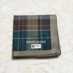HARDY AMIES ハンカチ チェック グリーン ブラウン