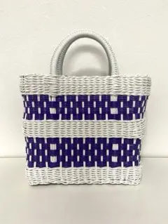 【美品】ビームスボーイ カゴバッグ 紫白 編みのサムネイル