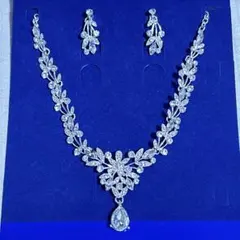 ウェディング ネックレス イヤリング シルバー セット