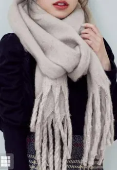 グレイル　起毛フェイクウールフリンジボリュームマフラー[fo1250]B