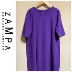 ZAMPA パープル カットソーワンピース 半袖のサムネイル