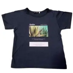 美品 BeBe べべ キッズ Tシャツ 120 ボタニカル柄 ネイビー 半袖