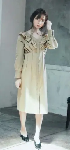 Her lip to Cotton Twill Ruffled Dress S