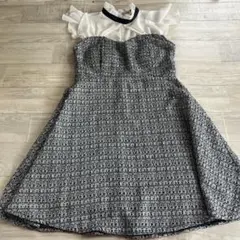 キャバドレス DAZZYフリル付きAラインドレス 黒白