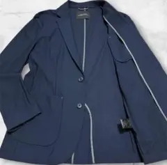 未使用級✨ナノユニバース 凸凹 テーラードジャケット ストレッチ ネイビー L