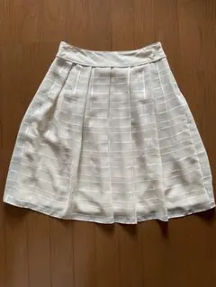 Reflect アイボリー チェック柄 フレアスカート