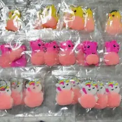 【ジャンク/まとめ売り】ぷにぷにお尻キーホルダー ひよこ ぶた ユニコーン 各9