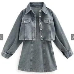 ショート丈ジャケット×ミニワンピースデニムセットアップ【ta211】