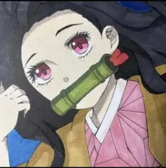 手描きイラスト 鬼滅の刃 禰豆子 ファンアート 色紙