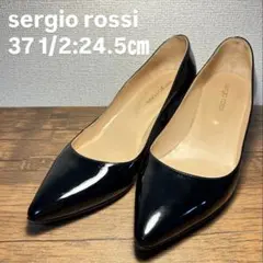 【未使用級】Sergio Rossi 黒 ポインテッドトゥパンプス 37 1/2