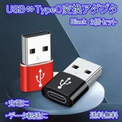 Type-CーUSB-A 変換アダプタ 2個セット ブラック アダプター