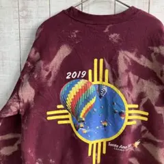 古着　長袖　スウェット 裏起毛　タイダイ　ブリーチ　プリント　アメカジ