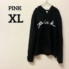 PINK 【XL】ブラック 黒 フードパーカー パーカー トップス アウター