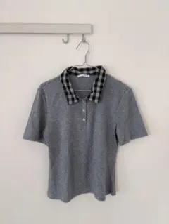 ZARA ポロシャツ グレー チェック柄 半袖のサムネイル