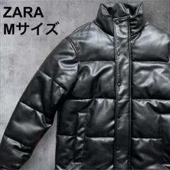 美品　ZARA フェイクレザー　クロップドパフジャケット　ビッグサイズ　Mサイズ