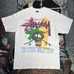 00s ステューシー スカル×シャドーマン×サーフマン　カラフルプリントTシャツ