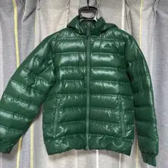 希少色】adidas アディダス ダウンジャケット M 刺繍ロゴ グリーン 光沢