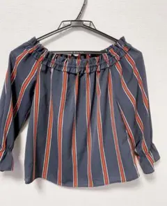 H&Mカットソー　オフショルダー　トップス　DIVIDED ストライプ
