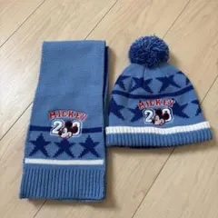 ミッキーマウス ニット帽 マフラー セット