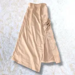 ロングスカート スリット オレンジ 光沢 美脚 フリー NICE CLAUP