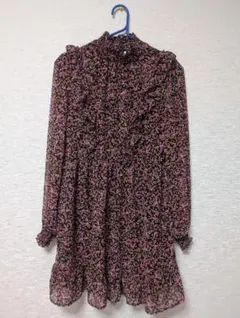 Ｈ＆Ｍ 花柄フリル長袖ミニワンピース