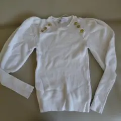 ZARA パフスリーブ ホワイトニット