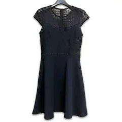 極美品 レースフレンチスリーブワンピ ドレス フォーマルドレス 冠婚葬祭