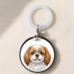 シーズー レバー＆ホワイト ペットボトルマーカー 犬チャーム ハンドメイド