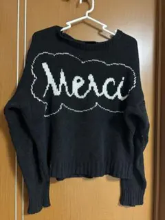 Merci ロゴ ニット セーター ブラック