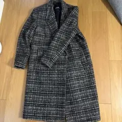 ZARA】ツイード ダブルブレストチェスターコート 大きいサイズ L