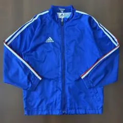 adidas 90s ナイロンジャケット 刺繍ロゴ 古着 青 Sサイズ