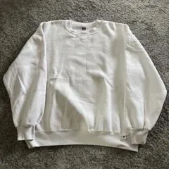 90s USA製　ラッセルアスレチック 前V無地スウェット XL 白　ブランク