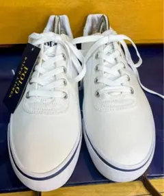 新品ポロPOLOラルフローレンスニーカーハンフォード25㎝白紺ロゴUS7