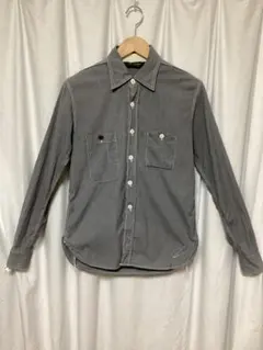 最終値下げ　FOB FACTORY 長袖シャツ　細ヒッコリー柄