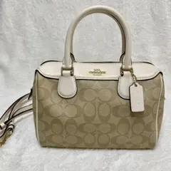 美品 COACH コーチ シグネチャー 2wayバッグ ベージュ　ホワイト