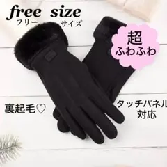 裏起毛 手袋 タッチパネル対応 レディース ふわふわ 暖か 【ブラック】 新品