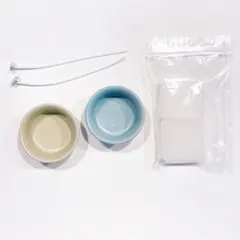 可愛い　陶器キャンドル2個　ハンドメイドセット　置き型　最高級日本製ロウ