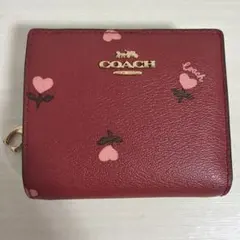 H5558P◾️美品 コーチ ハート柄フローラル ラウンドジップレザー長 