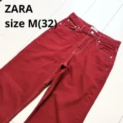 ZARA ハイライズ カットオフ ストレートデニムパンツ