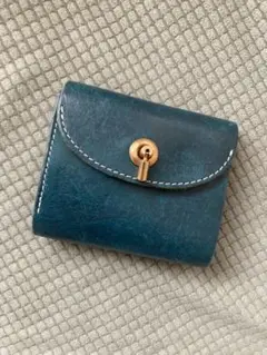 【木金限定お値引き】ハンドメイド　レザーミニ財布　ターコイズ