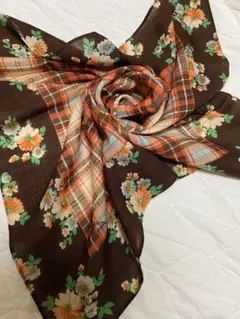 希少Kenzo花柄チェック柄スカーフ