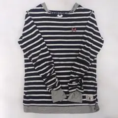 Disney ミッキー ミニー ストライプ Tシャツ LL