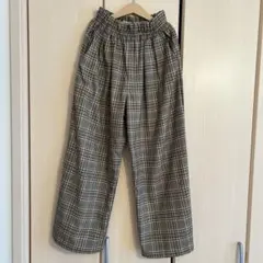 【☆美品‼︎GU☆】GIRLS ハイウエストワイドパンツ（チェック） 150cm