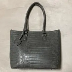 グレー クロコダイル風 トートバッグ