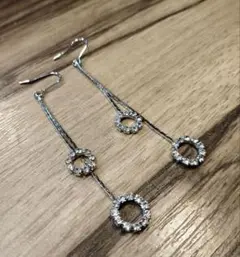 リングリングチェーンピアス　シルバー　ガラス　　日本製