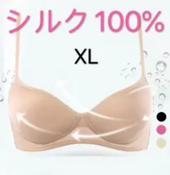 シルク100%絹速乾美肌ワイヤーなしワイヤーレスブラジャー XL ベージュ1点のサムネイル