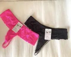 Tバック レディース ショーツ 総レース 透ける　2枚セット